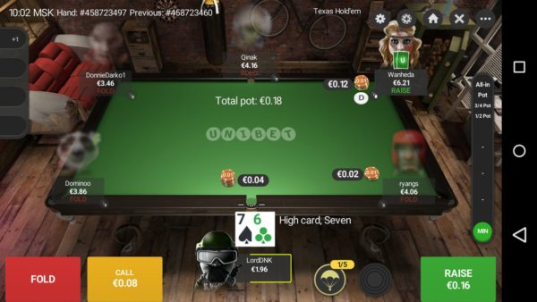 unibet mobile table