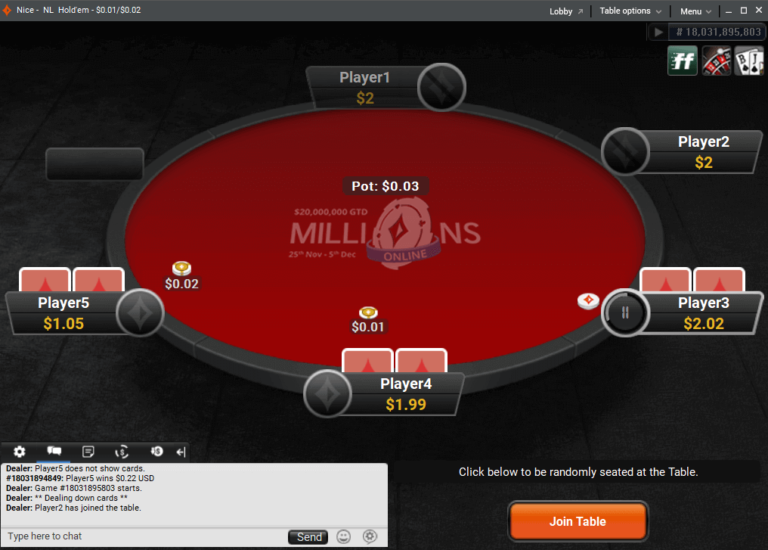 partypoker table
